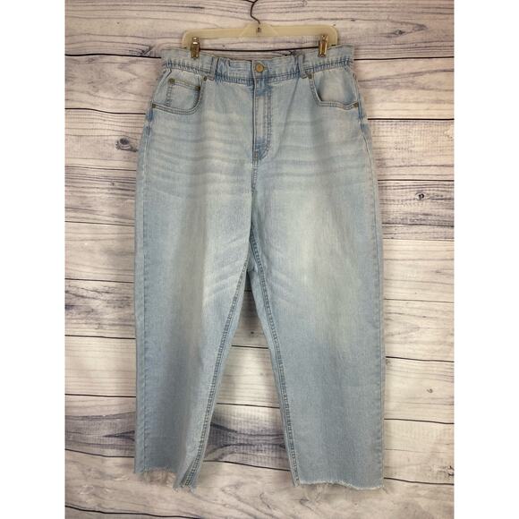 Vintage Jordache High Rise Crop Jeans Womens XXL Light Wash Blue Stretch Pockets - Picture 1 of 15